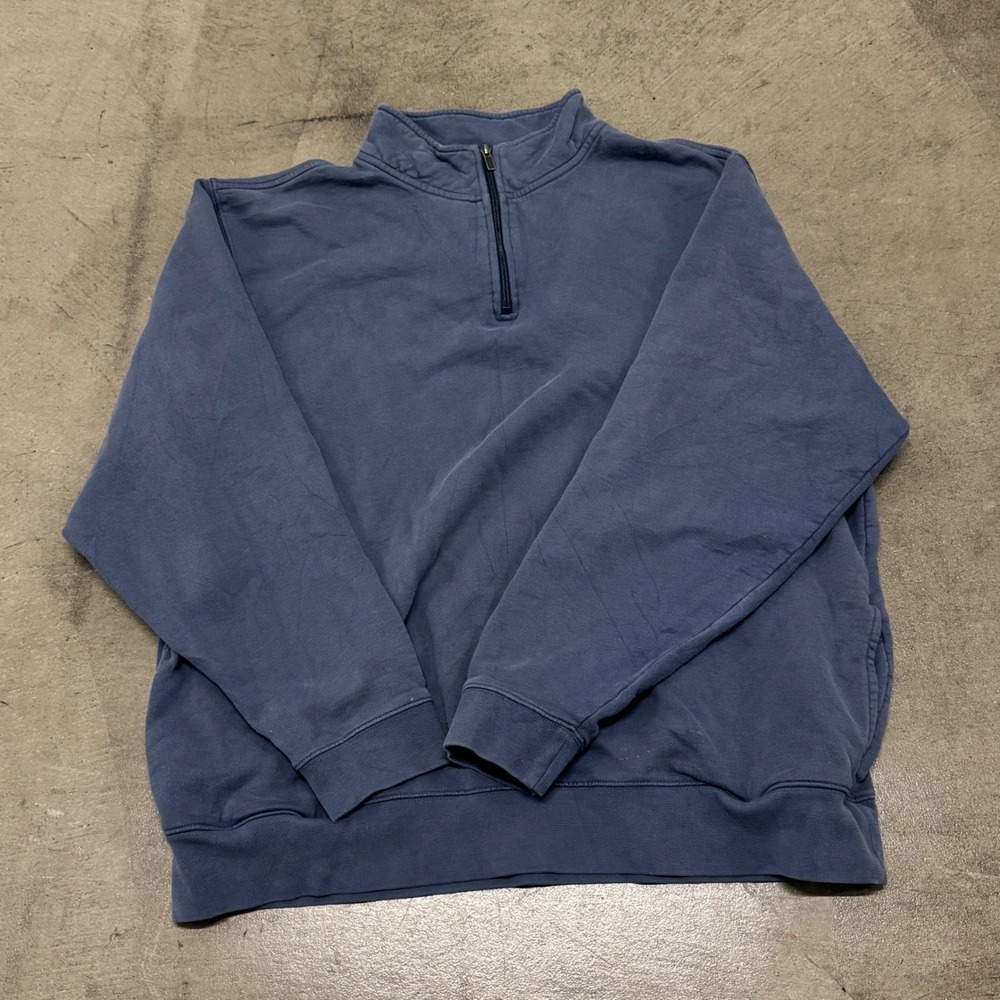 LL Bean Quarter Zip Sweatshirt Mens XL Tall Faded Blue Pullover Traditional Fit